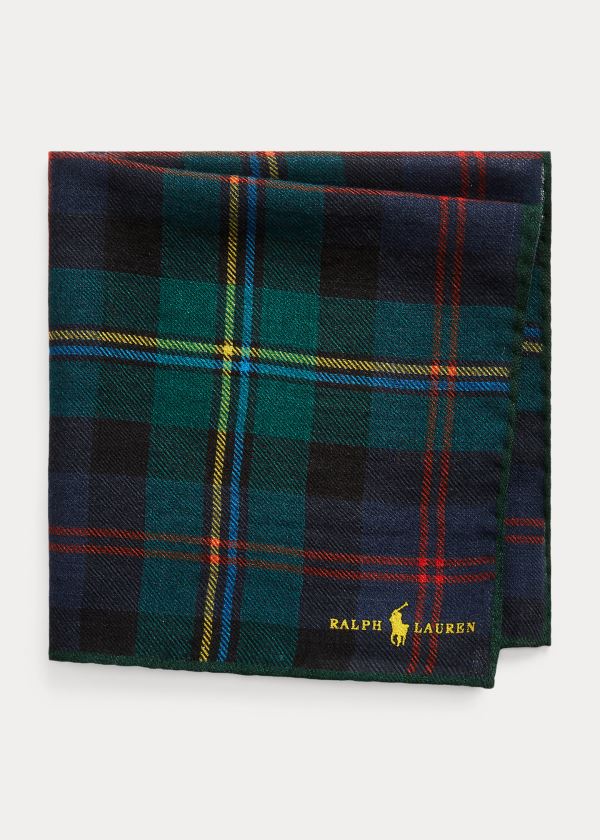 Lenço Quadrado Polo Ralph Lauren Tartan Wool Pocket Homem 82907-MWKH